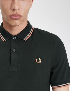 Polo Fred Perry Twin Tipped Verde hombre