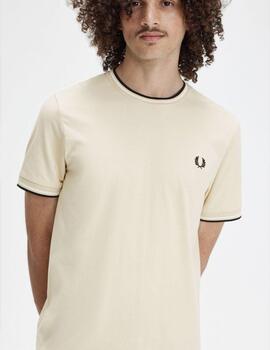 Camiseta Fred Perry Twin Tipped Beige hombre