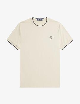 Camiseta Fred Perry Twin Tipped Beige hombre