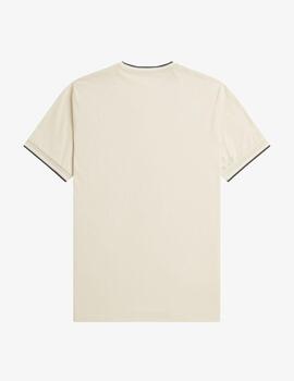 Camiseta Fred Perry Twin Tipped Beige hombre