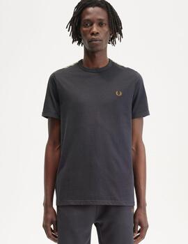 Camiseta Fred Perry Contrast Tape Ringer Gris hombre
