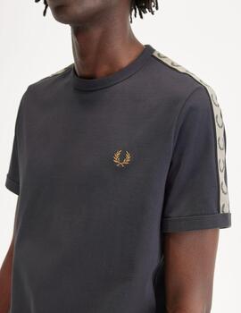 Camiseta Fred Perry Contrast Tape Ringer Gris hombre