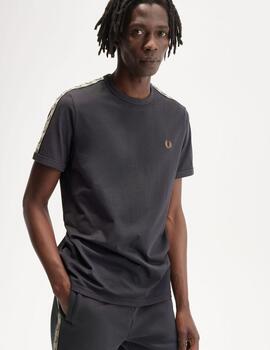 Camiseta Fred Perry Contrast Tape Ringer Gris hombre