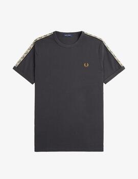 Camiseta Fred Perry Contrast Tape Ringer Gris hombre