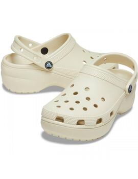 Zueco Crocs Classic Platform Clog Crudo mujer