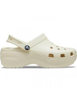 Zueco Crocs Classic Platform Clog Crudo mujer
