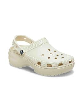 Zueco Crocs Classic Platform Clog Crudo mujer