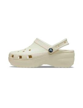 Zueco Crocs Classic Platform Clog Crudo mujer