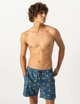 Bañador Jimmy Lion Basquiat Crown Azul hombre