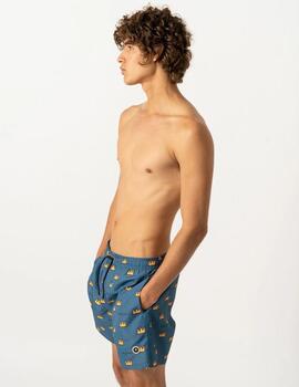 Bañador Jimmy Lion Basquiat Crown Azul hombre
