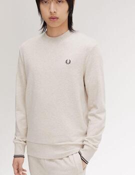 Sudadera Fred Perry Crew Neck Beige hombre