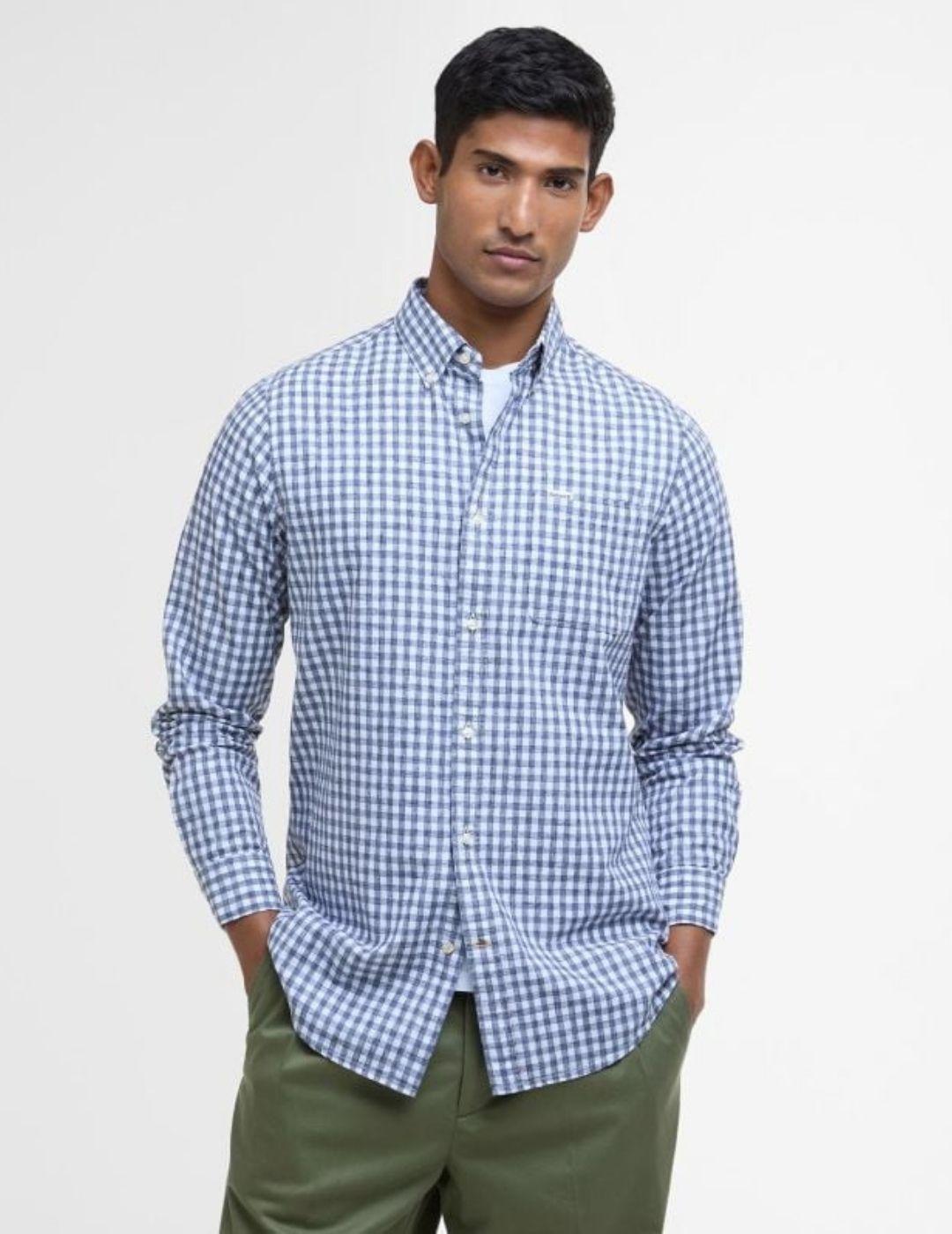 Camisa Barbour Kanehill Tailored Fit Marina/Blanca hombr