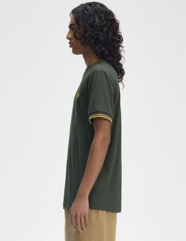 Camiseta Fred Perry Twin Tipped Verde/Amarilla hombre