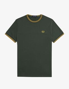 Camiseta Fred Perry Twin Tipped Verde/Amarilla hombre
