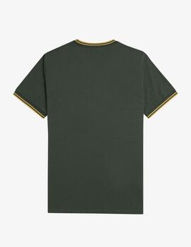 Camiseta Fred Perry Twin Tipped Verde/Amarilla hombre