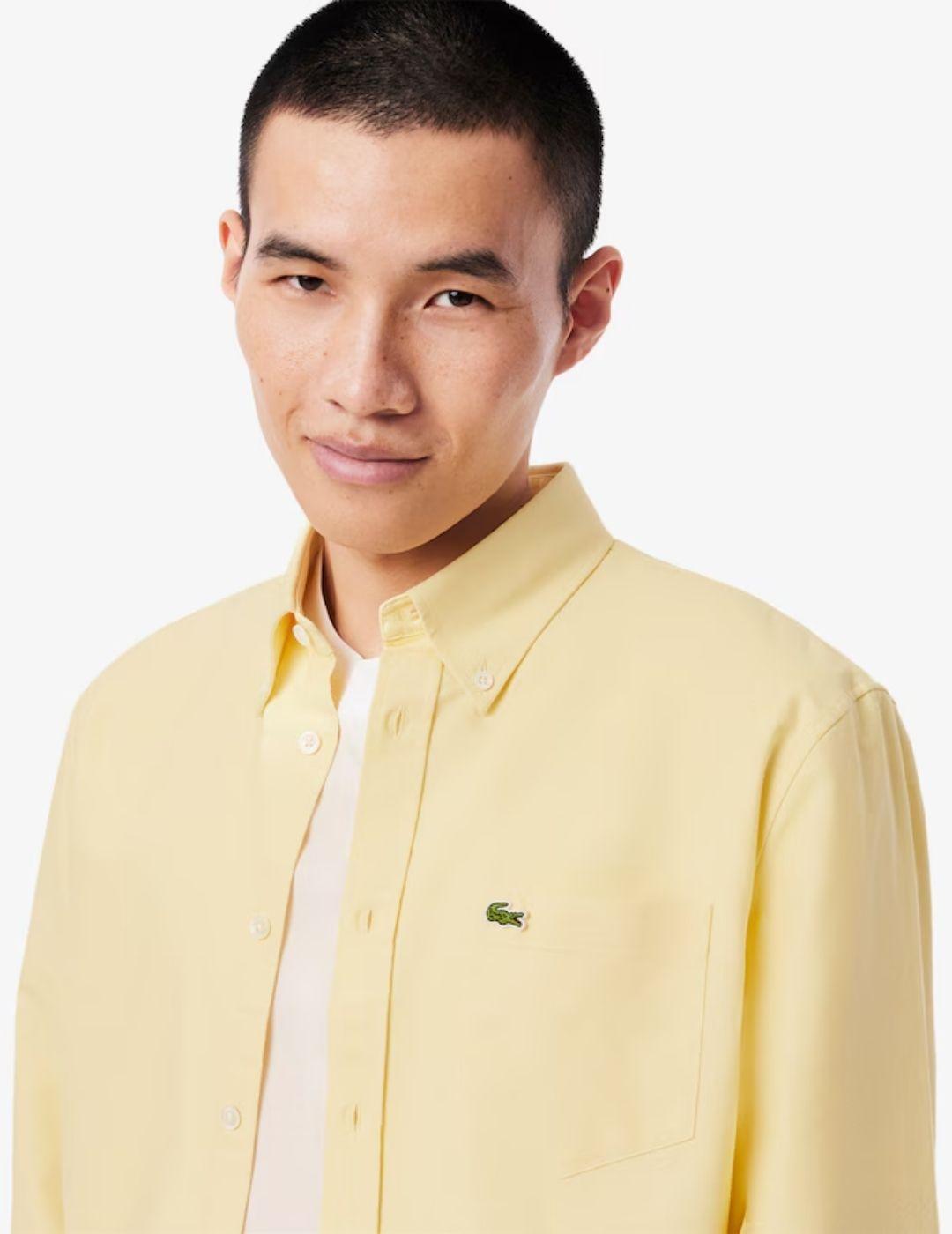 Camisa Lacoste Chemise Casual Amarilla hombre
