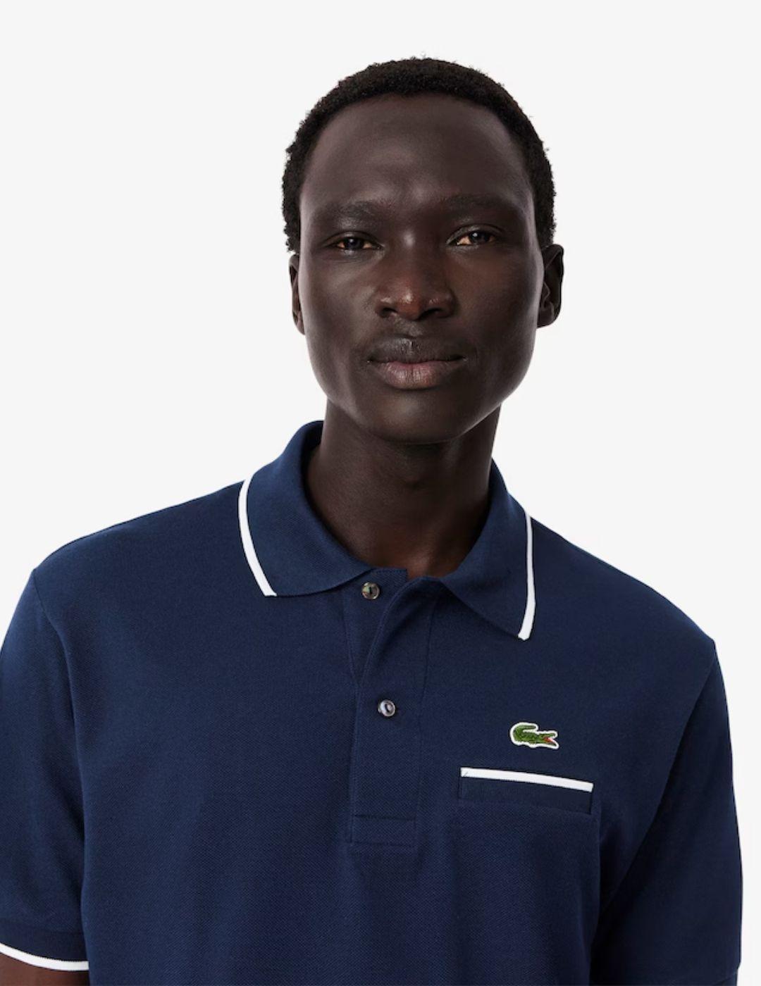 Polo Lacoste Chemise Col Bord-Cotes Marino hombre