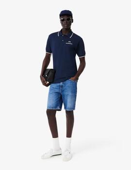 Polo Lacoste Chemise Col Bord-Cotes Marino hombre