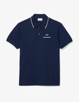 Polo Lacoste Chemise Col Bord-Cotes Marino hombre