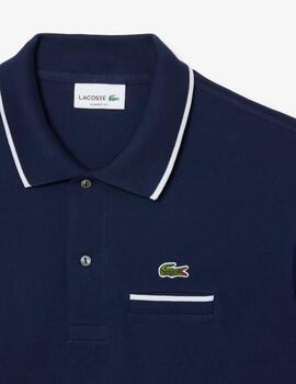 Polo Lacoste Chemise Col Bord-Cotes Marino hombre