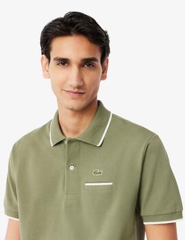 Polo Lacoste Chemise Col Bord-Cotes Verde Oliva hombre