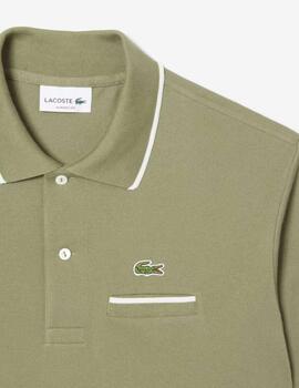 Polo Lacoste Chemise Col Bord-Cotes Verde Oliva hombre