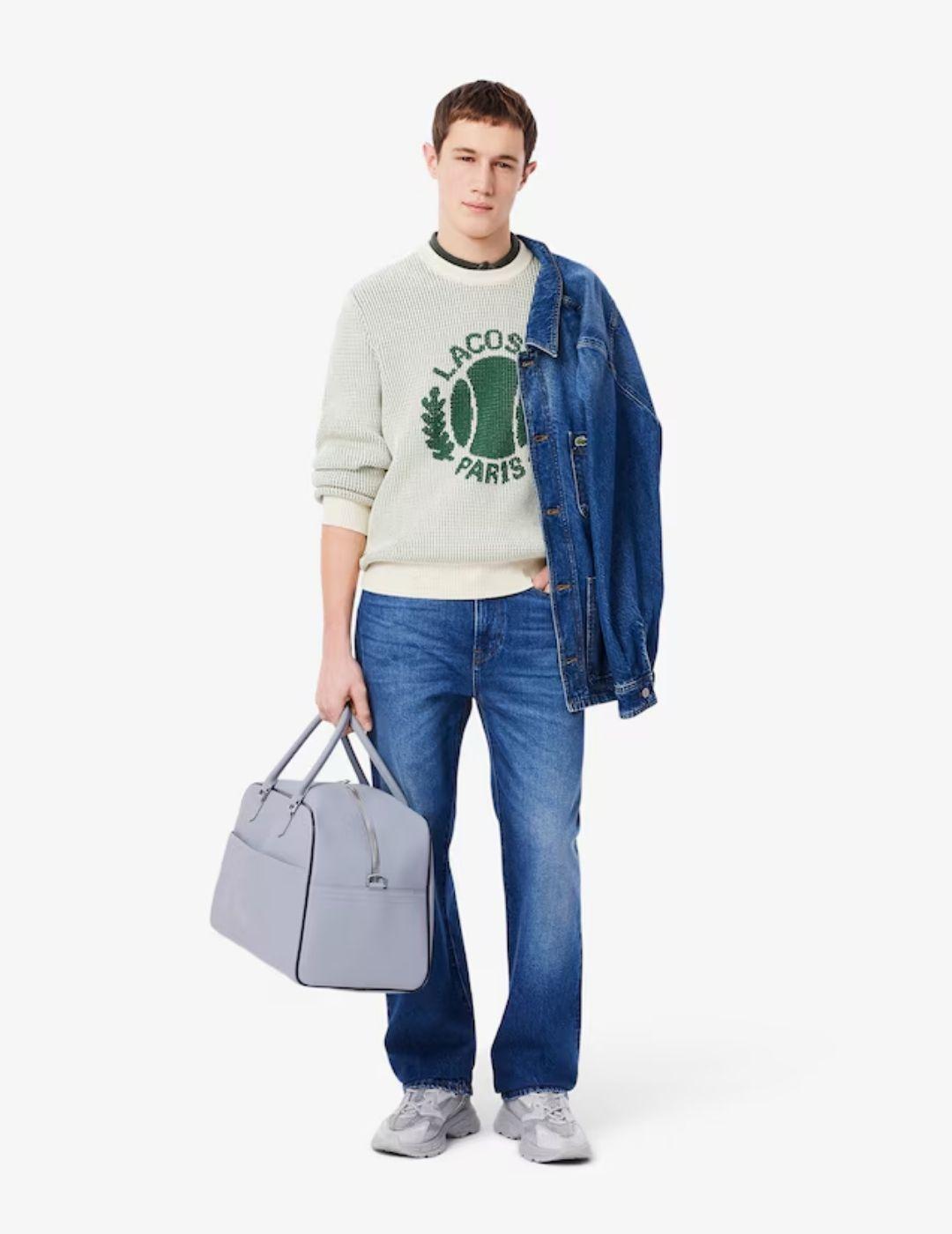 Jersey Lacoste Tricot Beige/Verde hombre