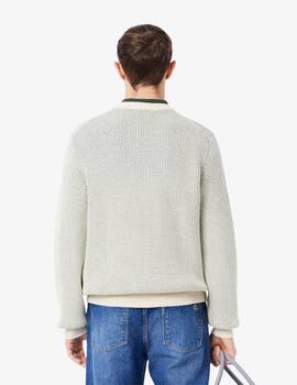 Jersey Lacoste Tricot Beige/Verde hombre