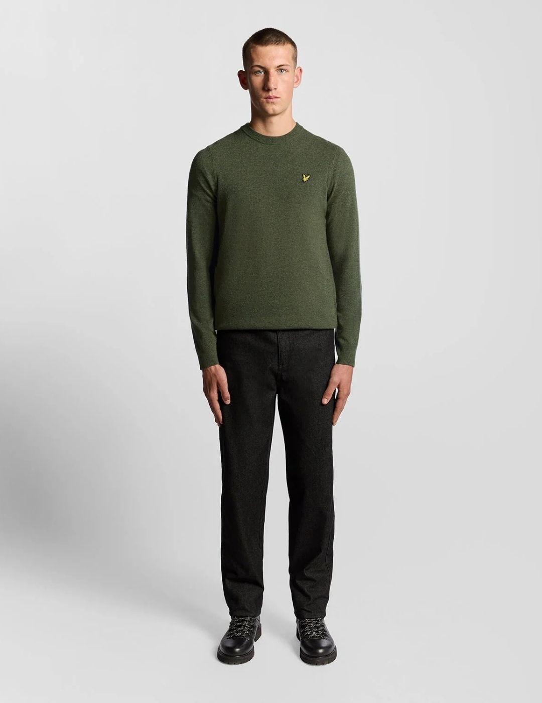 Jersey Lambswool Blend Crew Neck Verde Hombre