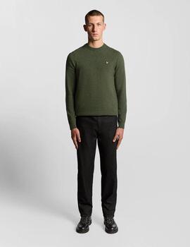 Jersey Lambswool Blend Crew Neck Verde Hombre