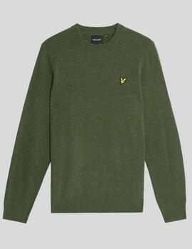 Jersey Lambswool Blend Crew Neck Verde Hombre