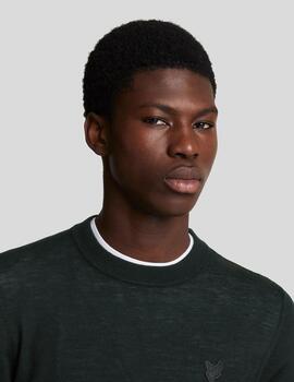 Jersey Merino Crew Neck Negro Hombre
