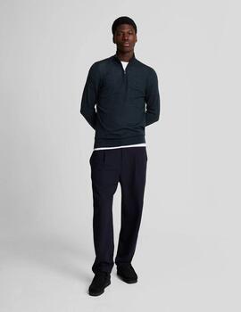 Jersey Merino Quarter Zip Marino Hombre