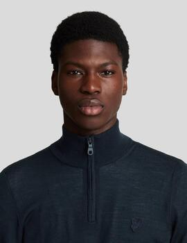 Jersey Merino Quarter Zip Marino Hombre