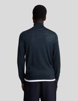 Jersey Merino Quarter Zip Marino Hombre