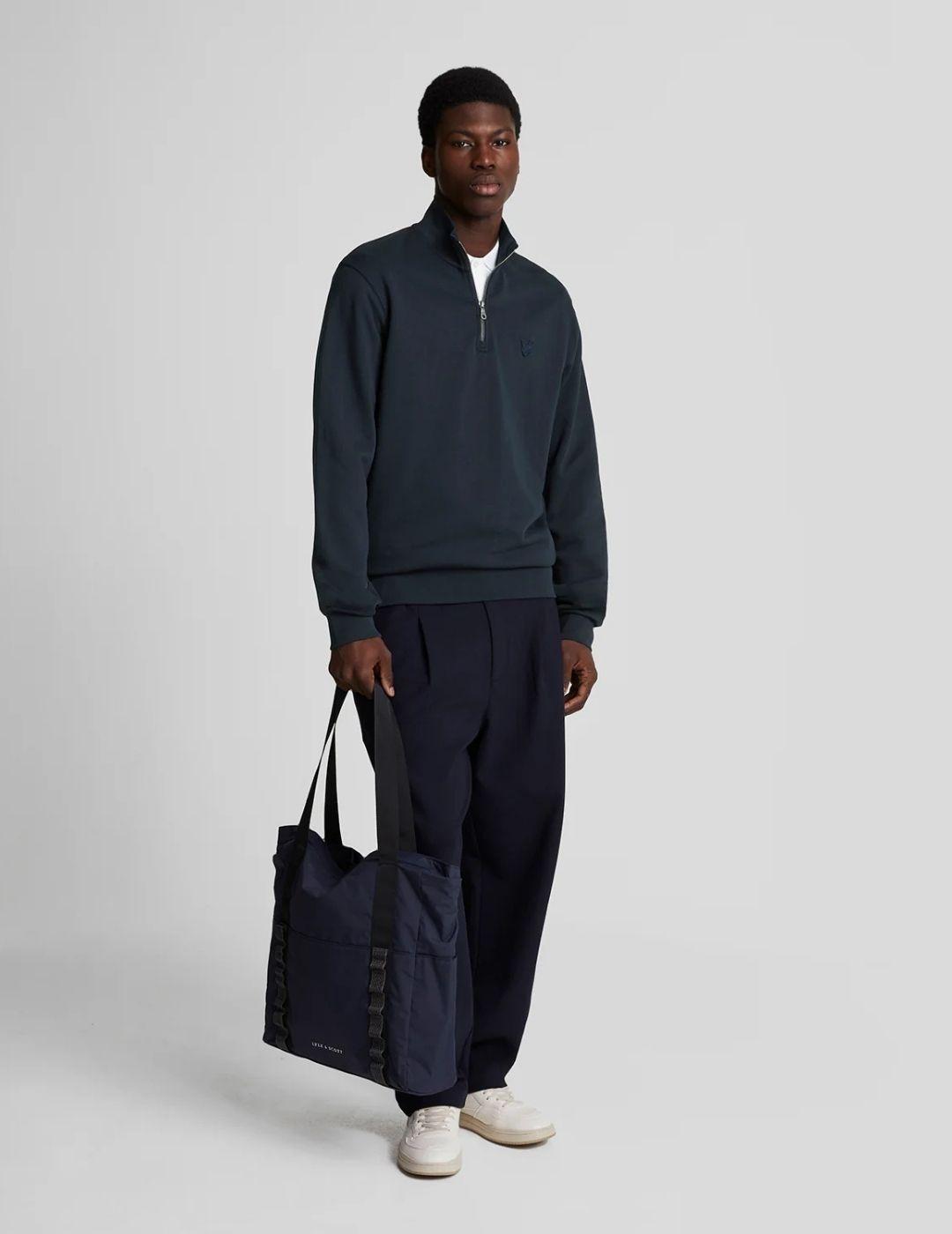 Sudadera Loopback Quarter Zip Marino Hombre