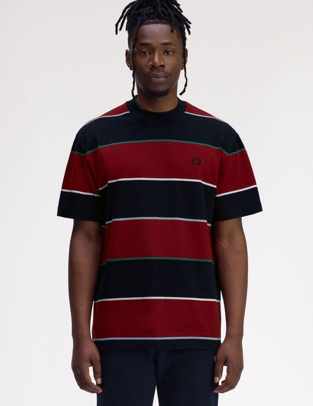 Camiseta Fred Perry Striped Relaxed Rojo Azul