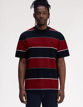 Camiseta Fred Perry Striped Relaxed Rojo Azul