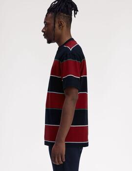 Camiseta Fred Perry Striped Relaxed Rojo Azul