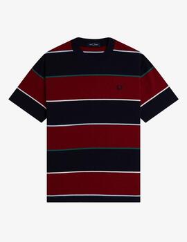 Camiseta Fred Perry Striped Relaxed Rojo Azul