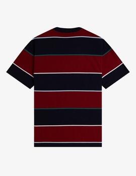 Camiseta Fred Perry Striped Relaxed Rojo Azul