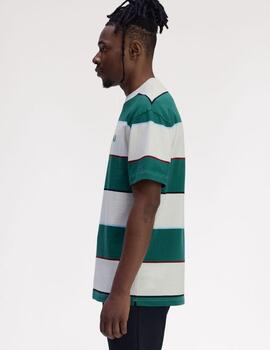 Camiseta Fred Perry Striped Relaxed Verde Crudo