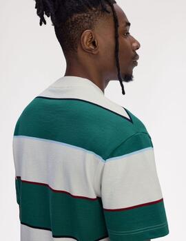 Camiseta Fred Perry Striped Relaxed Verde Crudo