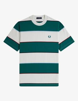 Camiseta Fred Perry Striped Relaxed Verde Crudo