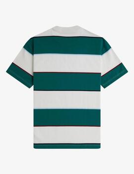 Camiseta Fred Perry Striped Relaxed Verde Crudo