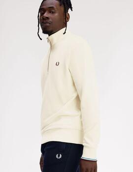 Sudadera Fred Perry Half Zip Crudo Hombre