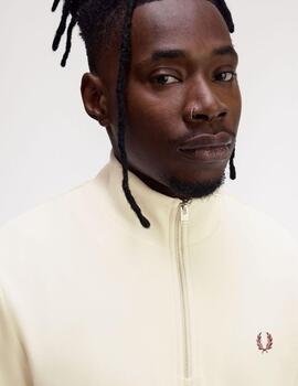 Sudadera Fred Perry Half Zip Crudo Hombre