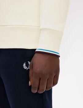 Sudadera Fred Perry Half Zip Crudo Hombre