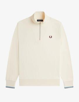 Sudadera Fred Perry Half Zip Crudo Hombre