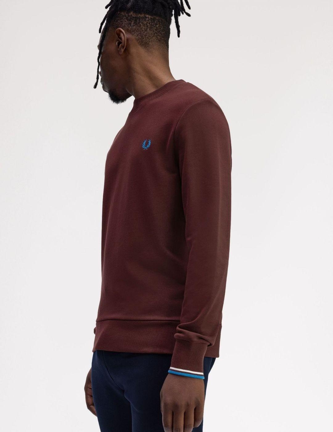Sudadera Fred Perry Crew Neck Granate  Hombre